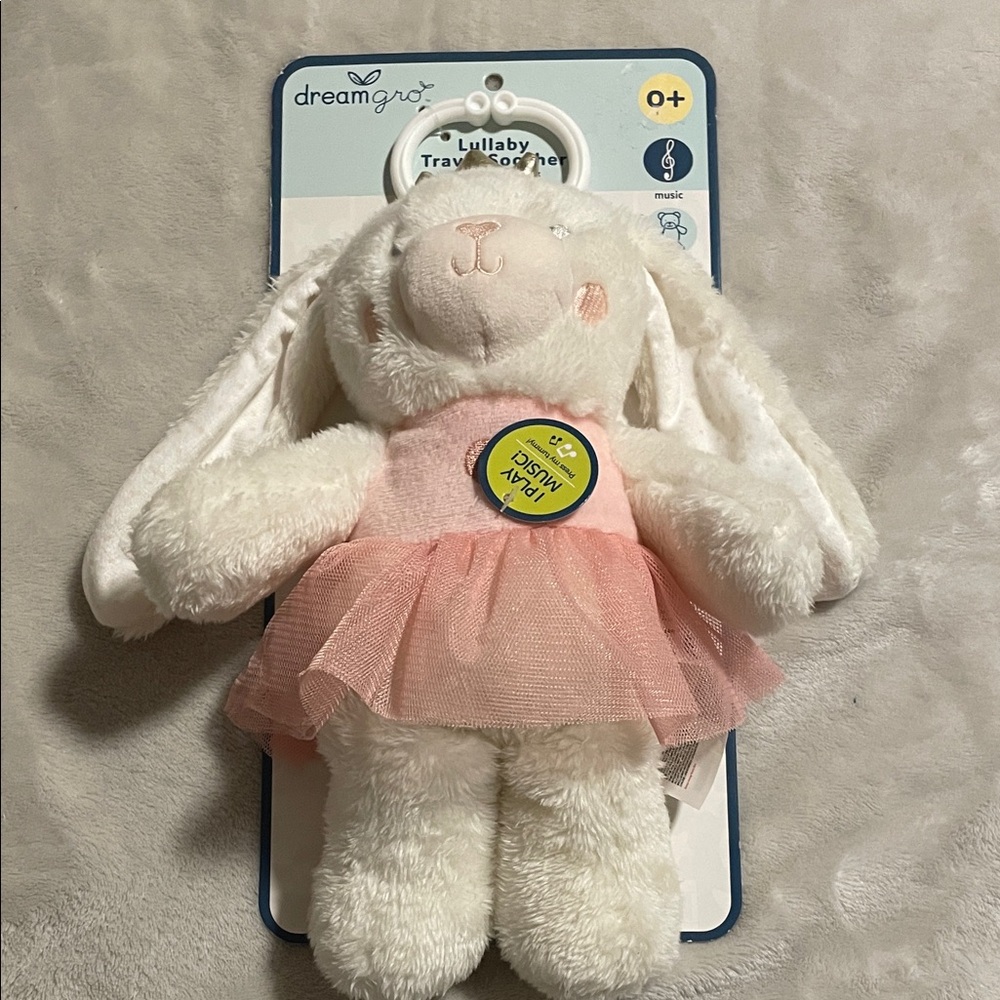Dreamgro musical Lullaby Travel Soother Bunny with stroller hook